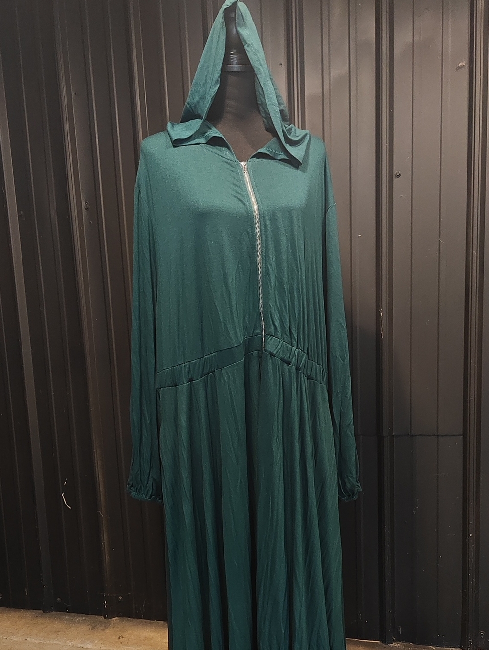 Hooded Green Dress Pockets New